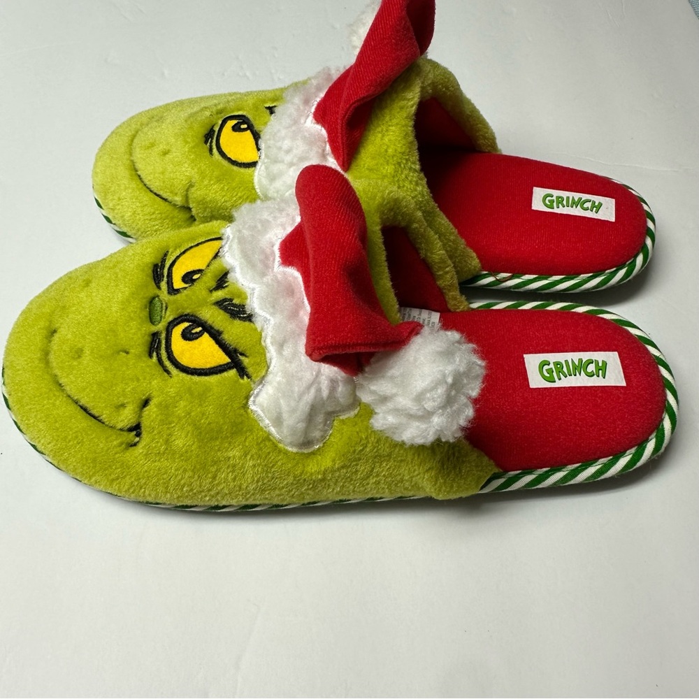 The Grinch grinch with santa hat slippers - Picture 7 of 9